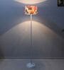 White Metal-Iron Base Foldable Floor Lamps Carnation Print Satin Shade