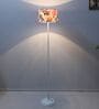 White Metal-Iron Base Foldable Floor Lamps Carnation Print Satin Shade