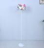 White Metal-Iron Base Foldable Floor Lamps Carnation Print Satin Shade