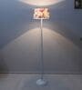 White Metal-Iron Base Foldable Floor Lamps Cobra Saffron Print Satin Shade