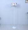 White Metal-Iron Base Foldable Floor Lamps Cobra Saffron Print Satin Shade