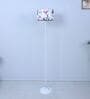 White Metal-Iron Base Foldable Floor Lamps Cobra Saffron Print Satin Shade