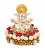 White Metal Lord Ganesha Idol on Decorative Handcrafted Plate