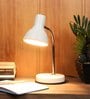 White Metal Shade Study Lamp With White Base