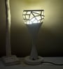 Off White Cotton Shade Table Lamp with Black Base