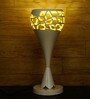 Off White Cotton Shade Table Lamp with Black Base