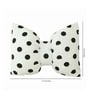 White Microfiber and Polyester 12 x 16 inch Polka Dots Bow Shaped Cushion