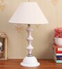 White Natural Fiber  Shade Table Lamp With Metal  Base