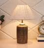 Victoria White Natural Fiber Shade Night Lamp With Teracotta Base