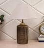 Victoria White Natural Fiber Shade Night Lamp With Teracotta Base