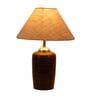 White Natural Fiber Shade Table Lamp With Brown Terracotta Base