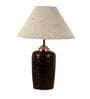 White Natural Fiber Shade Table Lamp With Brown Terracotta Base