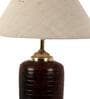 White Natural Fiber Shade Table Lamp With Brown Terracotta Base