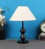 White Natural Fiber Shade Table Lamp With Metal Base
