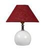 White Natural Fiber Shade Table Lamp With White Base