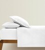 White Solid Cotton Fitted Queen Size Bedsheet