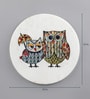 White Owlsome Digital Printed Marble Wall Plate