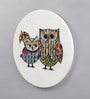 White Owlsome Digital Printed Marble Wall Plate
