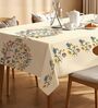 White Paisley Floral Sicilia Table Cover ( 4 Seater  )