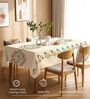 White Paisley Floral Sicilia Table Cover ( 4 Seater  )