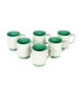 White Pearl  Green  Ceramic (Set of 6) Tea Cups
