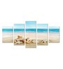 White Pinewood White Wood Framed Landscape Art Panel Set of 5