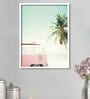 White Canvas Framed People and Places Art Print