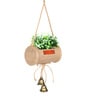 White Plastic Artificial Bonsai in Jute Duffle with Bells