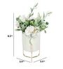 White Plastic Artificial Plant With Ceramic Pot And Golden Iron Stand