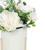 White Plastic Artificial Plant With Ceramic Pot And Golden Iron Stand