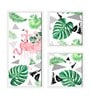 Flamingo & Leaf White Plastic Framed Art Print Pack of 3 