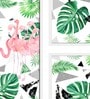 Flamingo & Leaf White Plastic Framed Art Print Pack of 3 
