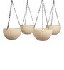 White Plastic Garden Essential Hanging Planter with Elegant Wicker Design with Chain 8 Inch