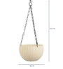 White Plastic Garden Essential Hanging Planter with Elegant Wicker Design with Chain 8 Inch