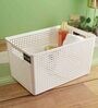 White Plastic Basket With Handle Desk Organizers