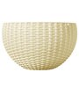 White Plastic Round Rattan Waven Plastic Flower Hanging Planter