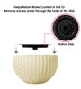 White Plastic Round Rattan Waven Plastic Flower Hanging Planter