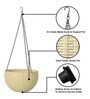 White Plastic Round Rattan Waven Plastic Flower Hanging Planter
