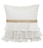 White Textured Poly Satin 16 x 16 Inches Cushion Covers (Set of 2)