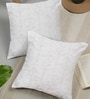 White Polycotton Floral 16x16 inches Cushion Cover Set of 2