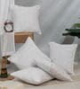 White Polycotton Floral 16x16 inches Cushion Cover Set of 5