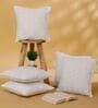 White Polycotton Floral 16x16 inches Cushion Cover Set of 5