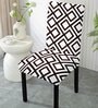 White Polycotton Geometric 14x18 Inches Chair Covers  (1 piece)