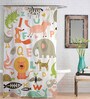 White Polyester Abstract 7 ft Blackout Eyelet 1 Shower Curtain