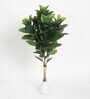 Polyester White With Medium Leaves Without Pot Artificial Plants