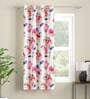 White Floral Polyester 5 Ft Light Filtering Eyelet Window Curtain