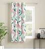 White Floral Polyester 5 Ft Light Filtering Eyelet Window Curtain