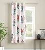 White Floral Polyester 5 Ft Light Filtering Eyelet Window Curtain