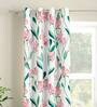 White Floral Polyester 5 Ft Light Filtering Eyelet Window Curtain
