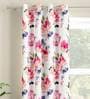 White Floral Polyester 5 Ft Light Filtering Eyelet Window Curtain
